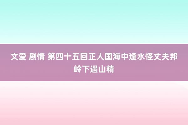 文爱 剧情 第四十五回　正人国海中逢水怪　丈夫邦岭下遇山精
