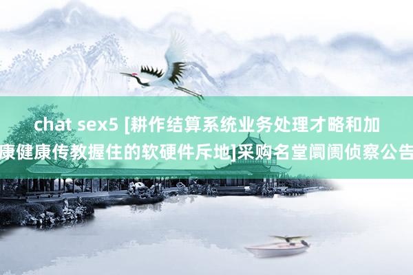 chat sex5 [耕作结算系统业务处理才略和加康健康传教握住的软硬件斥地]采购名堂阛阓侦察公告