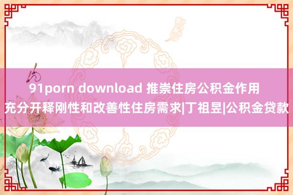 91porn download 推崇住房公积金作用 充分开释刚性和改善性住房需求|丁祖昱|公积金贷款