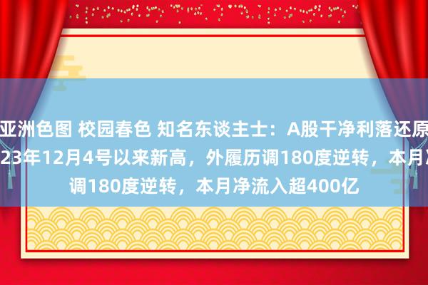 亚洲色图 校园春色 知名东谈主士：A股干净利落还原3000点！创2023年12月4号以来新高，外履历调180度逆转，本月净流入超400亿