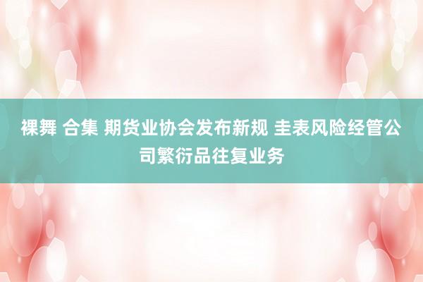 裸舞 合集 期货业协会发布新规 圭表风险经管公司繁衍品往复业务