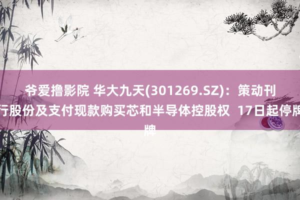 爷爱撸影院 华大九天(301269.SZ)：策动刊行股份及支付现款购买芯和半导体控股权  17日起停牌